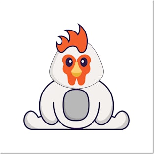 Cute chicken is sitting. Posters and Art